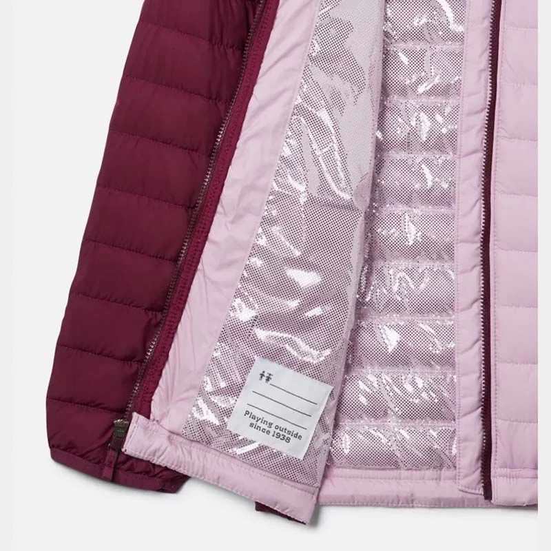 Columbia Kids' Powder Lite™ Hooded Jacket Marionberry / Aura 3 Columbia Kids' Powder Lite™ Hooded Jacket Marionberry / Aura - Image 3