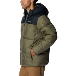 Columbia Men's Puffect™ Hooded Jacket Stone Green / Black -Outdoor Clothing Store 2008413 397 a1 presethigh res jpeg 300 dpi