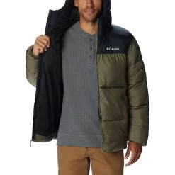 Columbia Men's Puffect™ Hooded Jacket Stone Green / Black -Outdoor Clothing Store 2008413 397 a3 presethigh res jpeg 300 dpi