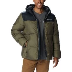 Columbia Men's Puffect™ Hooded Jacket Stone Green / Black -Outdoor Clothing Store 2008413 397 a4 presethigh res jpeg 300 dpi