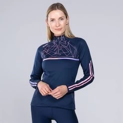 Women's Dolmen Brushed Half Zip Top Marine / Pink / Purple