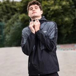 Men’s Rio Hooded Rain Jacket Black / Grey / White -Outdoor Clothing Store 4t5a8460