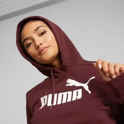 Puma Women's Essentials Logo Hoodie Aubergine -Outdoor Clothing Store 586789 50 mod03