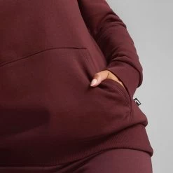 Puma Women's Essentials Logo Hoodie Aubergine -Outdoor Clothing Store 586789 50 mod04