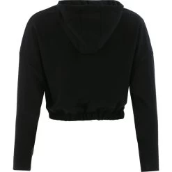 Women's Avelina Cropped Hooded Top Black -Outdoor Clothing Store avelina 281 flc crop hoodie blk 2