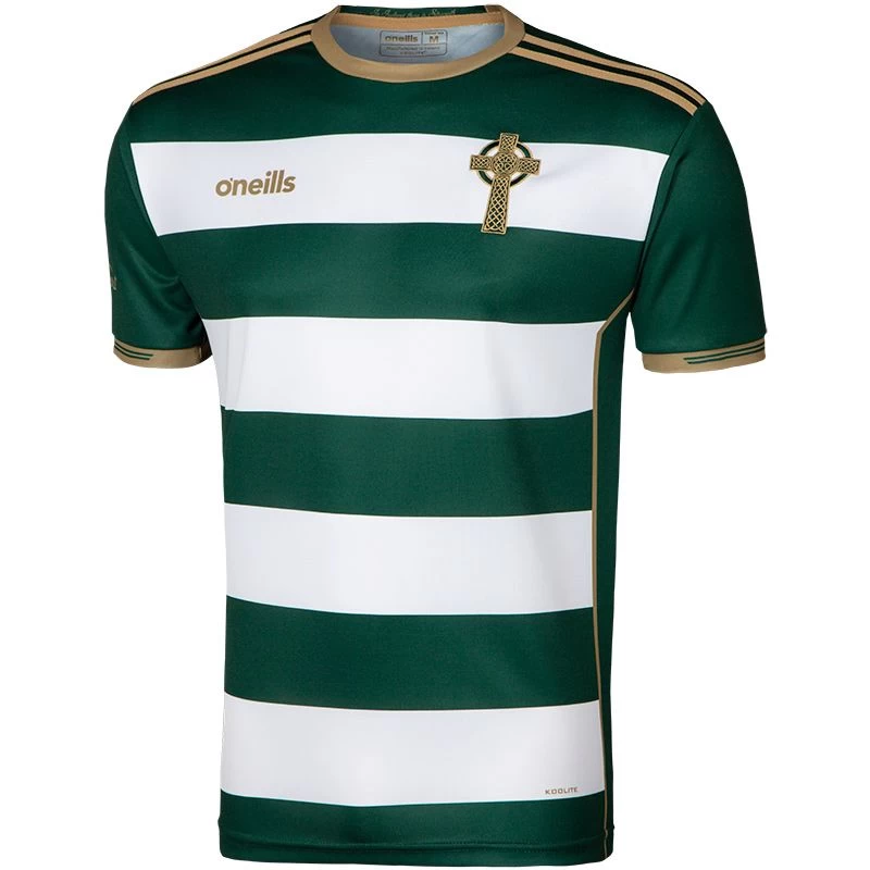 Women's Celtic Cross Hooped Jersey Green / White 1 Women's Celtic Cross Hooped Jersey Green / White