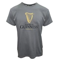 Guinness Men's Embroidered Harp T-Shirt Pewter -Outdoor Clothing Store g1339 01