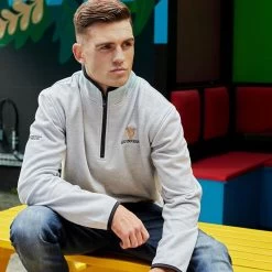 Guinness Men's Harp Half Zip Fleece Grey / White