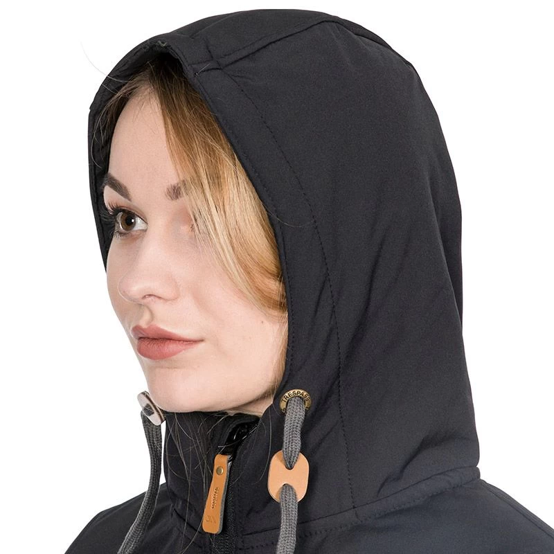 Trespass Women's Kristen Hooded Softshell Jacket Black 4 Trespass Women's Kristen Hooded Softshell Jacket Black - Image 4