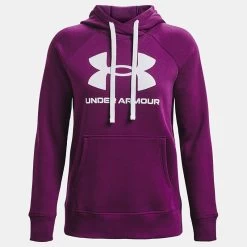 Under Armour Women's Rival Fleece Logo Hoodie Rivalry / White -Outdoor Clothing Store ps1356318 514 hf
