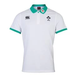 Canterbury Ireland Rugby IRFU 2023/24 Men's Team Polo Shirt Bright White / Deep Mint