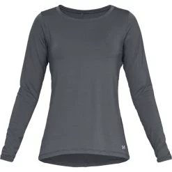 Under Armour Women's HeatGear® Armour Long Sleeve Top Pitch Grey Light Heather / Metallic Silver -Outdoor Clothing Store s7.ps1328966 012 hf