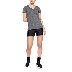 Under Armour Women's Techâ„¢ SS V-Neck Twist T-Shirt Black / Metallic Silver