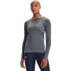 Under Armour Women's HeatGear® Armour Long Sleeve Top Pitch Grey Light Heather / Metallic Silver