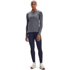 Under Armour Women's HeatGear® Armour Long Sleeve Top Pitch Grey Light Heather / Metallic Silver -Outdoor Clothing Store s7.v5 1328966 012 fsf