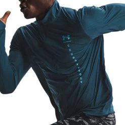 Under Armour Men's UA Speed Stride Shock Half Zip Top Blue Note / Reflective -Outdoor Clothing Store s7.v5 1356174 413 fsfadd main