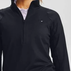 Under Armour Women's Storm Midlayer Half Zip Black / Black 10 Under Armour Women's Storm Midlayer Half Zip Black / Black -Outdoor Clothing Store s7.v5 1356229 001 collar main