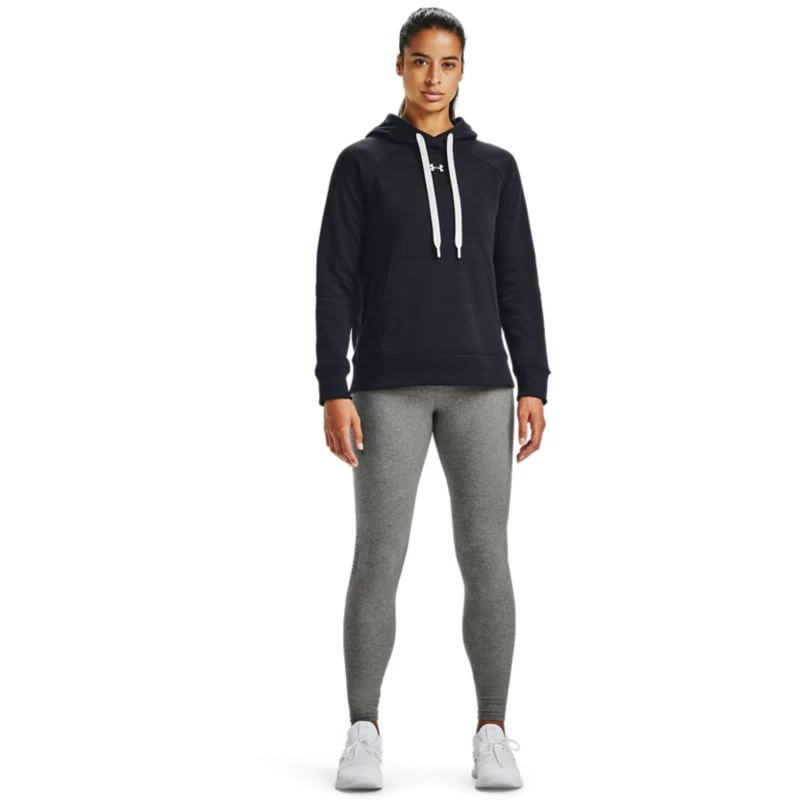 Under Armour Women's UA Rival Fleece HB Hoodie Black / White 4 Under Armour Women's UA Rival Fleece HB Hoodie Black / White - Image 4