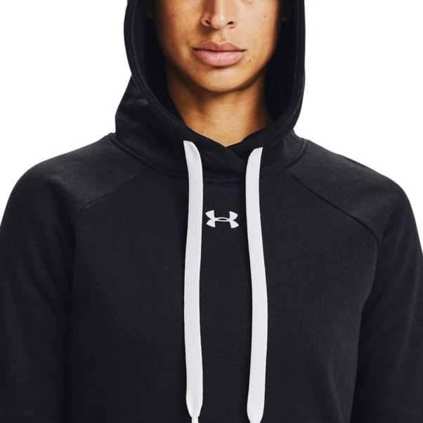 Under Armour Women's UA Rival Fleece HB Hoodie Black / White 3 Under Armour Women's UA Rival Fleece HB Hoodie Black / White - Image 3