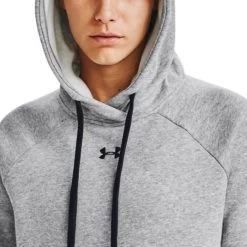 Under Armour Women's UA Rival Fleece HB Hoodie Steel Medium Heather / Black -Outdoor Clothing Store s7.v5 1356317 035 hood