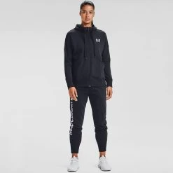 Under Armour Women's Rival Fleece Full Zip Hoodie Black -Outdoor Clothing Store s7.v5 1356400 001 fsf 1