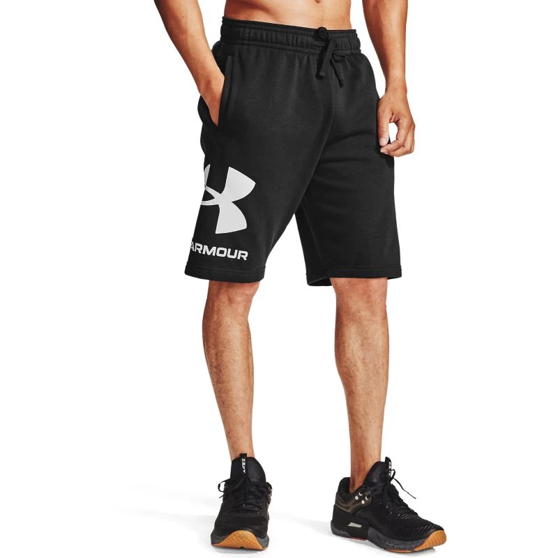 Under Armour Men's UA Rival Fleece Big Logo Shorts Black / Onyx White 1 Under Armour Men's UA Rival Fleece Big Logo Shorts Black / Onyx White