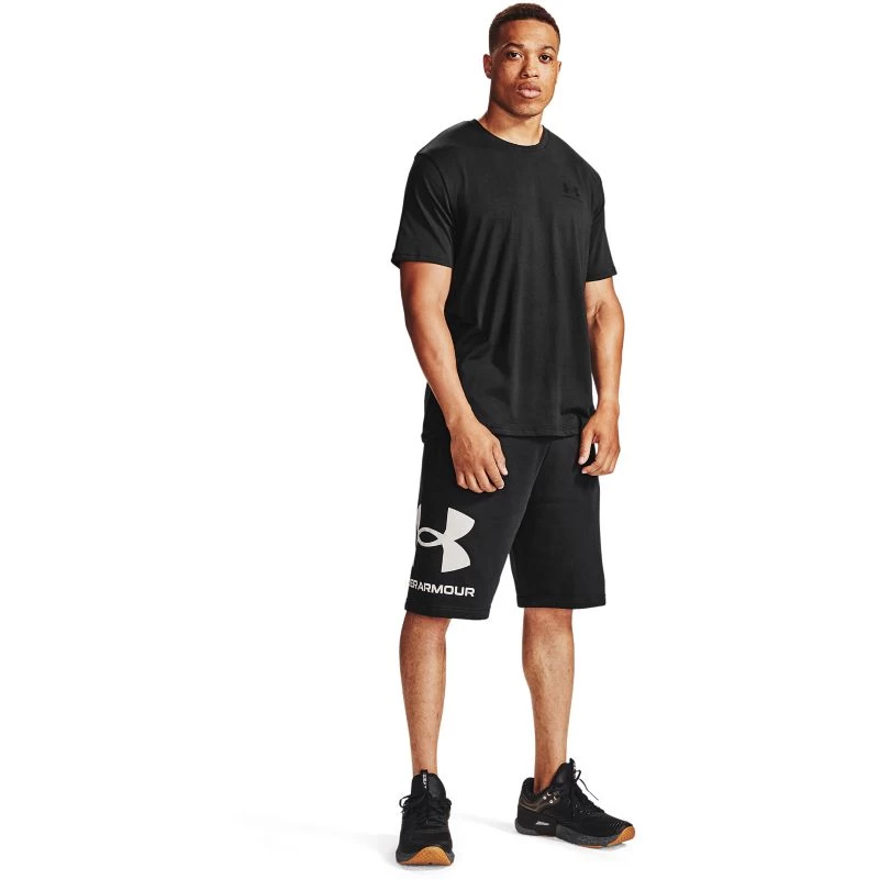 Under Armour Men's UA Rival Fleece Big Logo Shorts Black / Onyx White 4 Under Armour Men's UA Rival Fleece Big Logo Shorts Black / Onyx White - Image 4