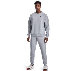 Under Armour Men's UA Rival Fleece Joggers Mod Gray Light Heather / Onyx White -Outdoor Clothing Store s7.v5 1357128 011 fsf