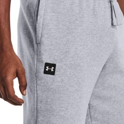 Under Armour Men's UA Rival Fleece Joggers Mod Gray Light Heather / Onyx White -Outdoor Clothing Store s7.v5 1357128 011 sidedet