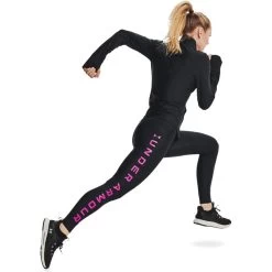 Under Armour Women's HeatGear® Armour Branded Leggings Black / Meteor Pink -Outdoor Clothing Store s7.v5 1361046 002 fsfadd