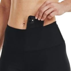 Under Armour Women's HeatGear® Armour Branded Leggings Black / Meteor Pink -Outdoor Clothing Store s7.v5 1361046 002 sidedet