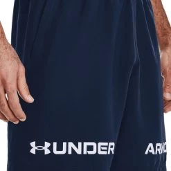 Under Armour Men's UA Woven Graphic Wordmark Shorts Academy / White -Outdoor Clothing Store s7.v5 1361433 408 sidedet