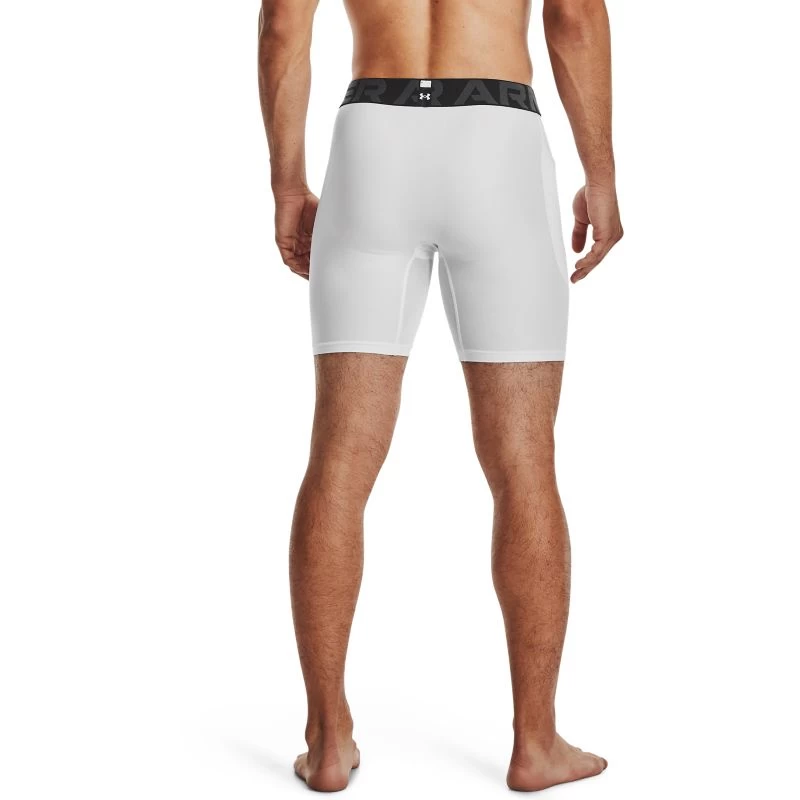 Under Armour Men's HeatGear® Armour Compression Shorts White / Black 2 Under Armour Men's HeatGear® Armour Compression Shorts White / Black - Image 2