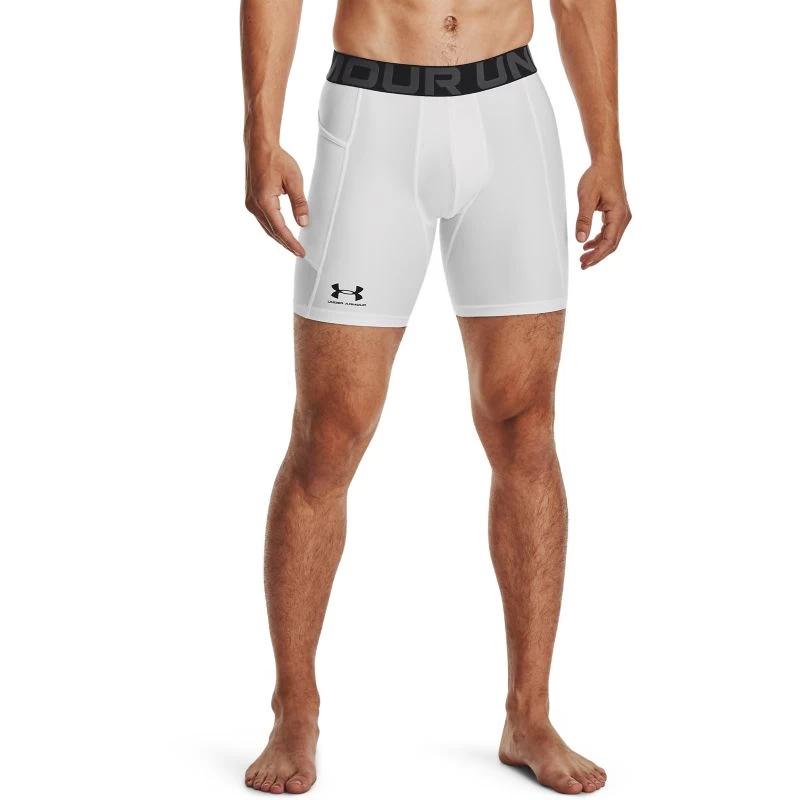 Under Armour Men's HeatGear® Armour Compression Shorts White / Black 1 Under Armour Men's HeatGear® Armour Compression Shorts White / Black