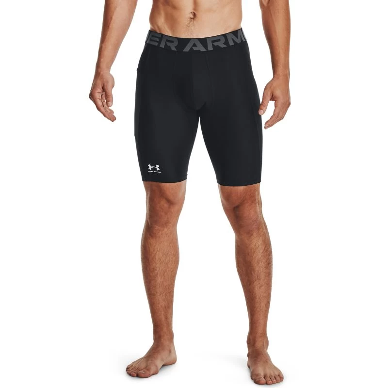 Under Armour Men's HeatGear® Pocket Long Shorts Black / White 1 Under Armour Men's HeatGear® Pocket Long Shorts Black / White
