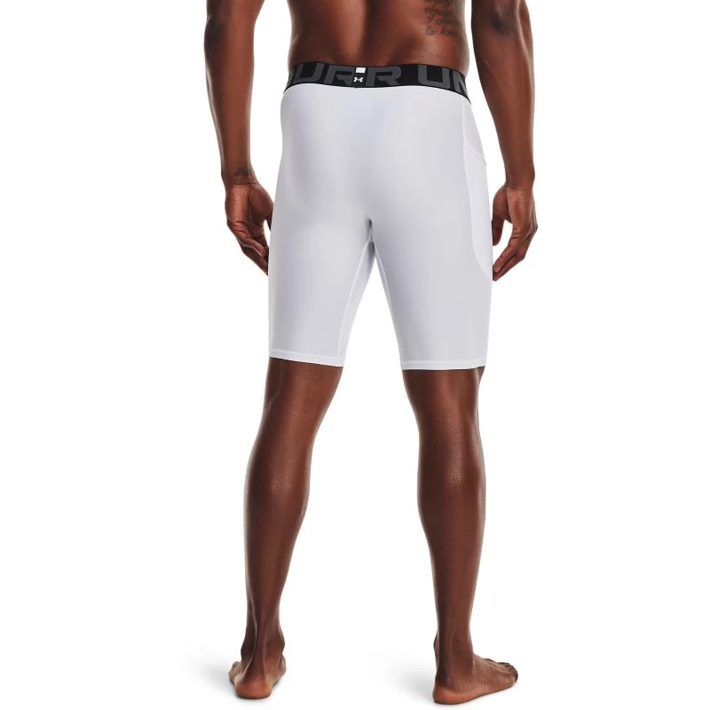 Under Armour Men's HeatGear® Pocket Long Shorts White / Black 2 Under Armour Men's HeatGear® Pocket Long Shorts White / Black - Image 2