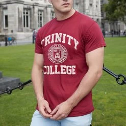 Trinity College Dublin Crest T-Shirt Burgundy / White