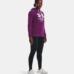 Under Armour Women's Rival Fleece Logo Hoodie Rivalry / White -Outdoor Clothing Store v5 1356318 514 fsf