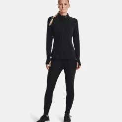 Under Armour Women's UA Qualifier Run 2.0 Half Zip Black / Black / Reflective -Outdoor Clothing Store v5 1365632 001 fsf